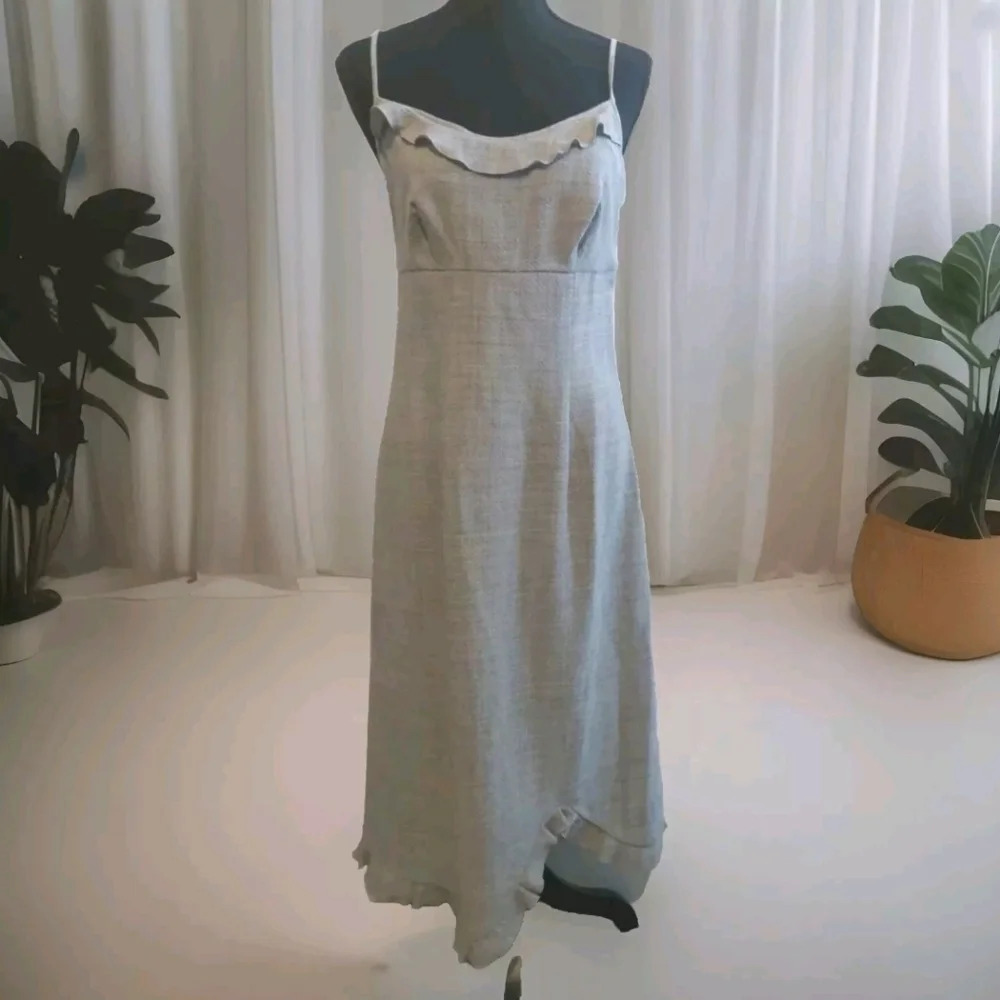 NWT The Limited Gray Ruffled Midi Slip Dress